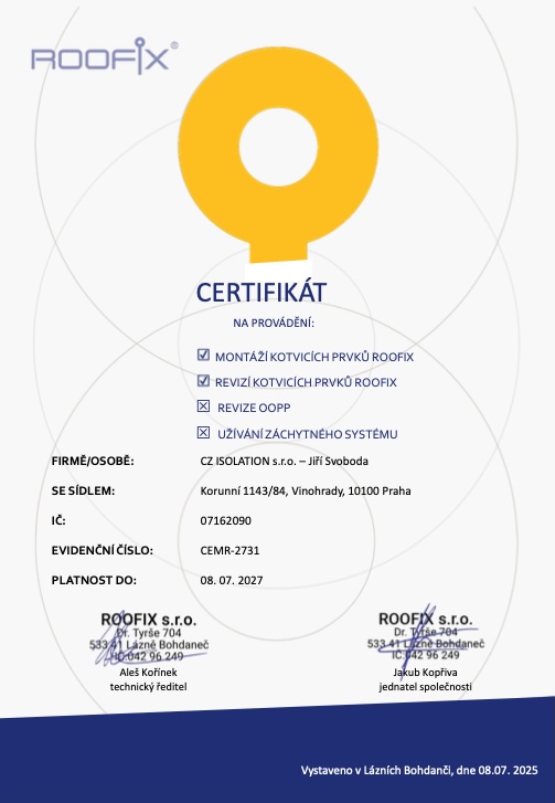 certifikat-roofix Jiří Svoboda