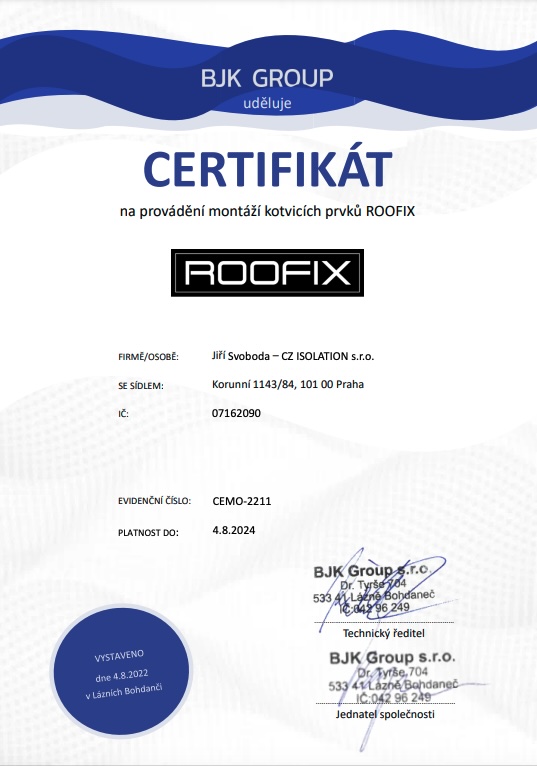 certifikat-roofix Jiří Svoboda